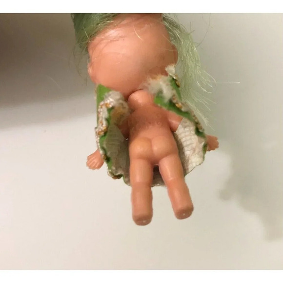Vtg 1970s Liddle Kiddle Clone Doll Green Hair 2 Inch Tall  Hong Kong - Picture 7 of 15